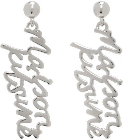 Maison Kitsuné Silver Handwriting Earrings In P900 Silver