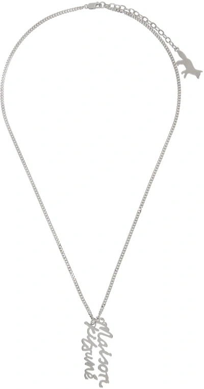 Maison Kitsuné Silver Handwriting Long Necklace