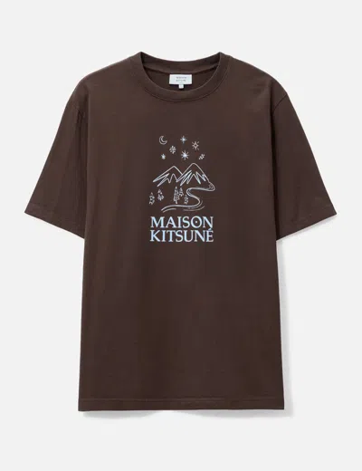 Maison Kitsuné Brown Sketched Landscape Comfort T-shirt