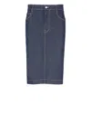 Maison Kitsuné Straight Denim Skirt In Blue