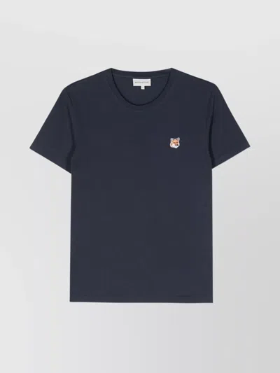 Maison Kitsuné Skull Patch Crew Neck Tee-shirt In Blue