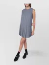 Maison Kitsuné Sleeveless Dress With Pleated Skirt And Checked Pattern In Blue