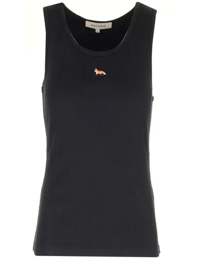 Maison Kitsuné Slim Fit Tank Top Tops Black In Schwarz
