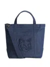 Maison Kitsuné Small Fox Head Tote Bag In Blue