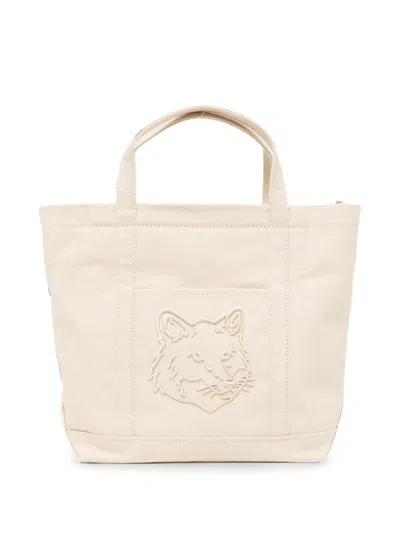 Maison Kitsuné Small Fox Head Tote Bag In Neutral