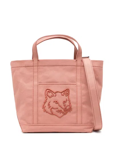 Maison Kitsuné Small Fox Head Tote Bag In Pink