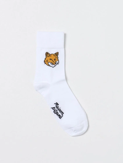 Maison Kitsuné Fox Logo Socks In White