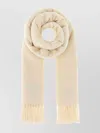 Maison Kitsuné Soft Wool Scarf Featuring Fringe Detail In Neutral