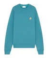 Maison Kitsuné Cotton Sweatshirt With Iconic Embroidered Logo On The Front In Blue