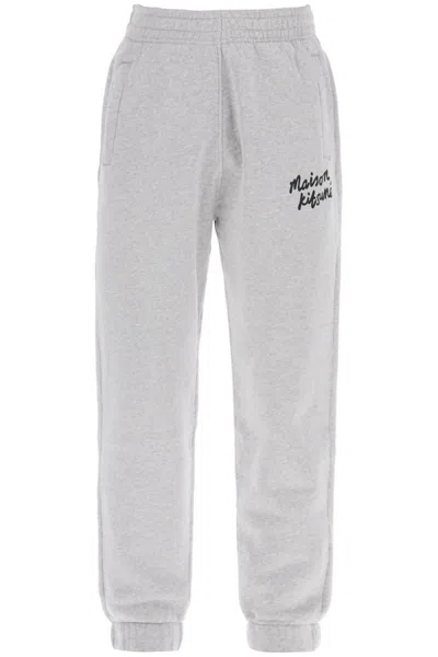 Maison Kitsuné "sporty Pants With Handwriting In Gray