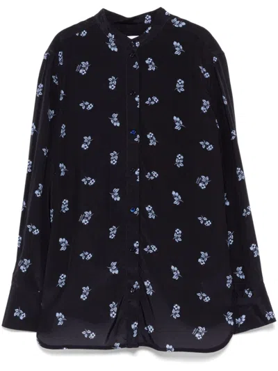 Maison Kitsuné Stand Collar Shirt In Blue