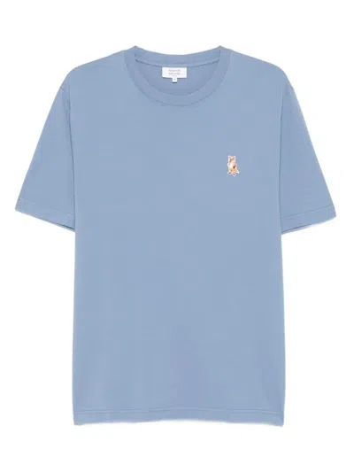 Maison Kitsuné Standing "fox" Comfort Tee-shirt In Blue