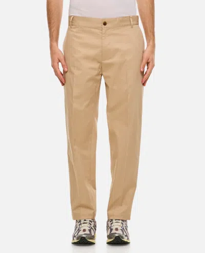 Maison Kitsuné Straight Cotton Chino In Beige