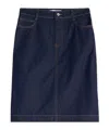 Maison Kitsuné Midi Denim Skirt With Rear Slit In Indigo