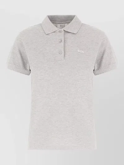 Maison Kitsuné Straight Fit Piquet Polo Short Sleeves In Gray
