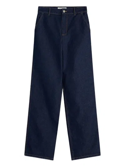 Maison Kitsuné Ea7 Hooded Full-zip Down Jacket In Blue