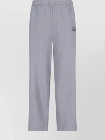 Maison Kitsuné Straight Trousers With Elastic Waistband And Pockets In Blue