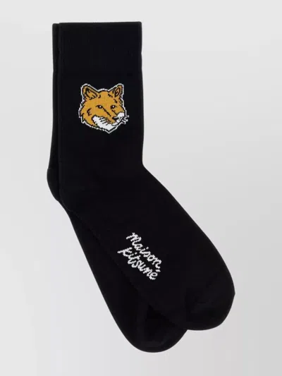 Maison Kitsuné Black Fox Head Socks