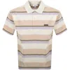 Maison Kitsuné Multicolor Oversize Polo Shirt With Logo Patch On The Front And All-over Striped Motif In Neutral
