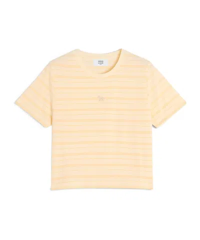 Maison Kitsuné Striped Baby T-shirt In Brown