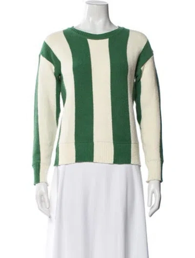 Pre-owned Maison Kitsuné Striped Bateau Neckline Sweater In Green