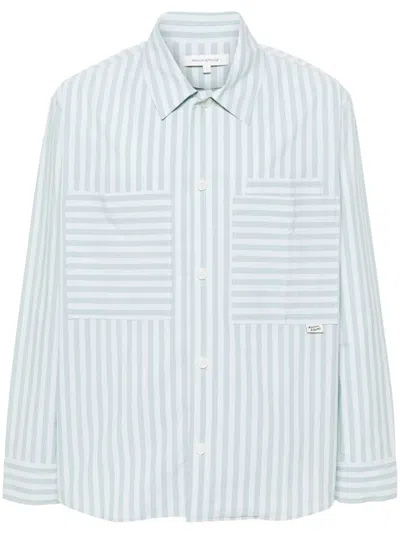 Maison Kitsuné Striped Cotton Shirt In Blue