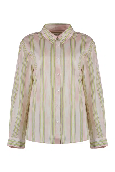 Maison Kitsuné Striped Cotton Shirt In Pink