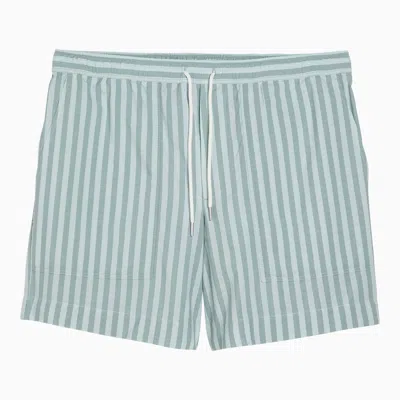 Maison Kitsuné Green Striped Shorts In Blue