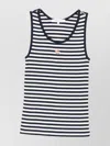 Maison Kitsuné Striped Cotton Sleeveless Top With Round Neck In Multi