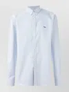 Maison Kitsuné Striped Cotton Sweatshirt Button-down Collar In Blue