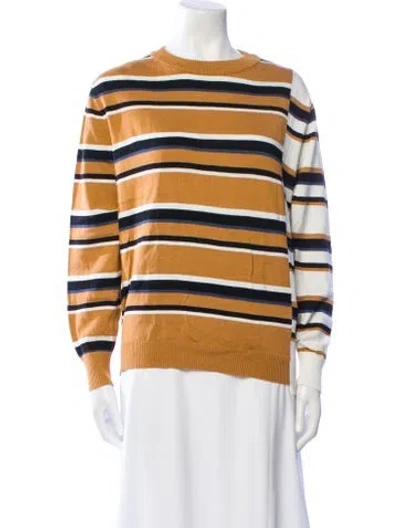 Pre-owned Maison Kitsuné Striped Crew Neck Sweater In Brown