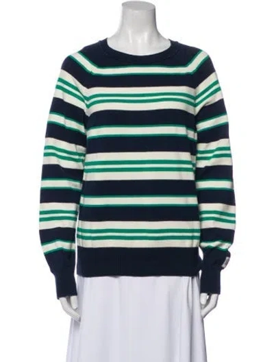 Pre-owned Maison Kitsuné Striped Crew Neck Sweatshirt In Blue