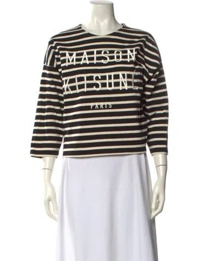 Pre-owned Maison Kitsuné Striped Crew Neck Top In Multi