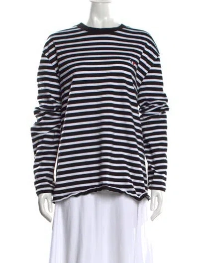 Pre-owned Maison Kitsuné Striped Crew Neck T-shirt In Black
