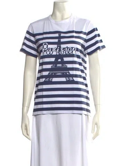 Pre-owned Maison Kitsuné Striped Crew Neck T-shirt In Blue