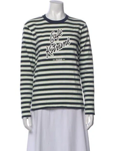 Pre-owned Maison Kitsuné Striped Crew Neck T-shirt In Multi