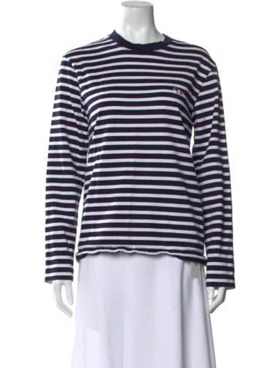 Pre-owned Maison Kitsuné Striped Crew Neck T-shirt In Multi