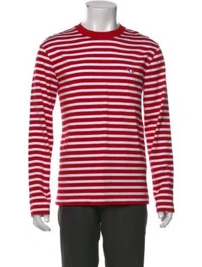 Pre-owned Maison Kitsuné Striped Crew Neck T-shirt In Red
