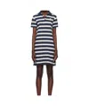 Maison Kitsuné Navy Baby Fox Patch Multi Stripes Polo Minidress In Neutral