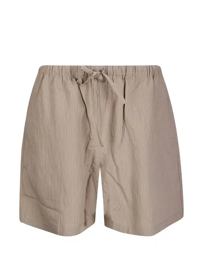 Maison Kitsuné Striped Elasticated Shorts In Brown
