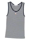 Maison Kitsuné Striped Cotton Sleeveless Top With Round Neck In Blue