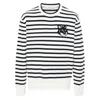 Maison Kitsuné Maison Kitsune' Fox Head Striped Cotton Sweater In Blue