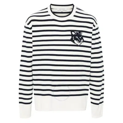 MAISON KITSUNÉ MAISON KITSUNE STRIPED FOX HEAD INTARSIA JUMPER