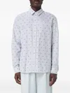 Maison Kitsuné Striped Shirt With Logos In White