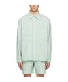 Maison Kitsuné Green Striped Shirt In White