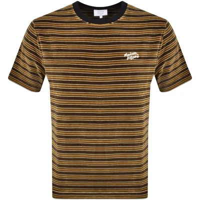 Maison Kitsuné Maison Kitsune Striped Oversized T Shirt Brown