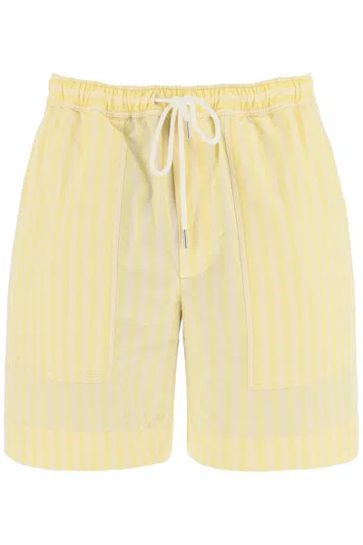 Maison Kitsuné Maison Kitsune Striped Poplin Bermuda Shorts For In Yellow