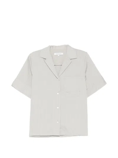 Maison Kitsuné Striped Resort Shirt In Gray