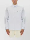 Maison Kitsuné Striped Shirt Featuring Logo Pocket In White