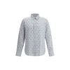 Maison Kitsuné Striped Shirt With Logos In Gray